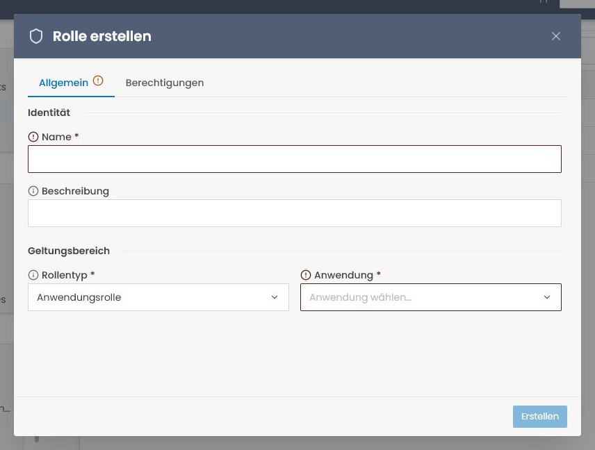 Create role dialog